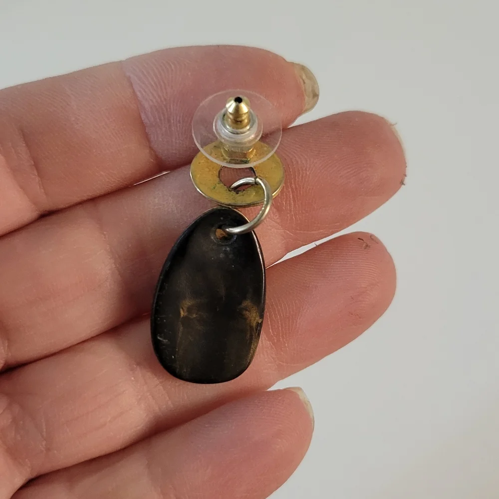 Black Gold Dangle Earrings Pierced